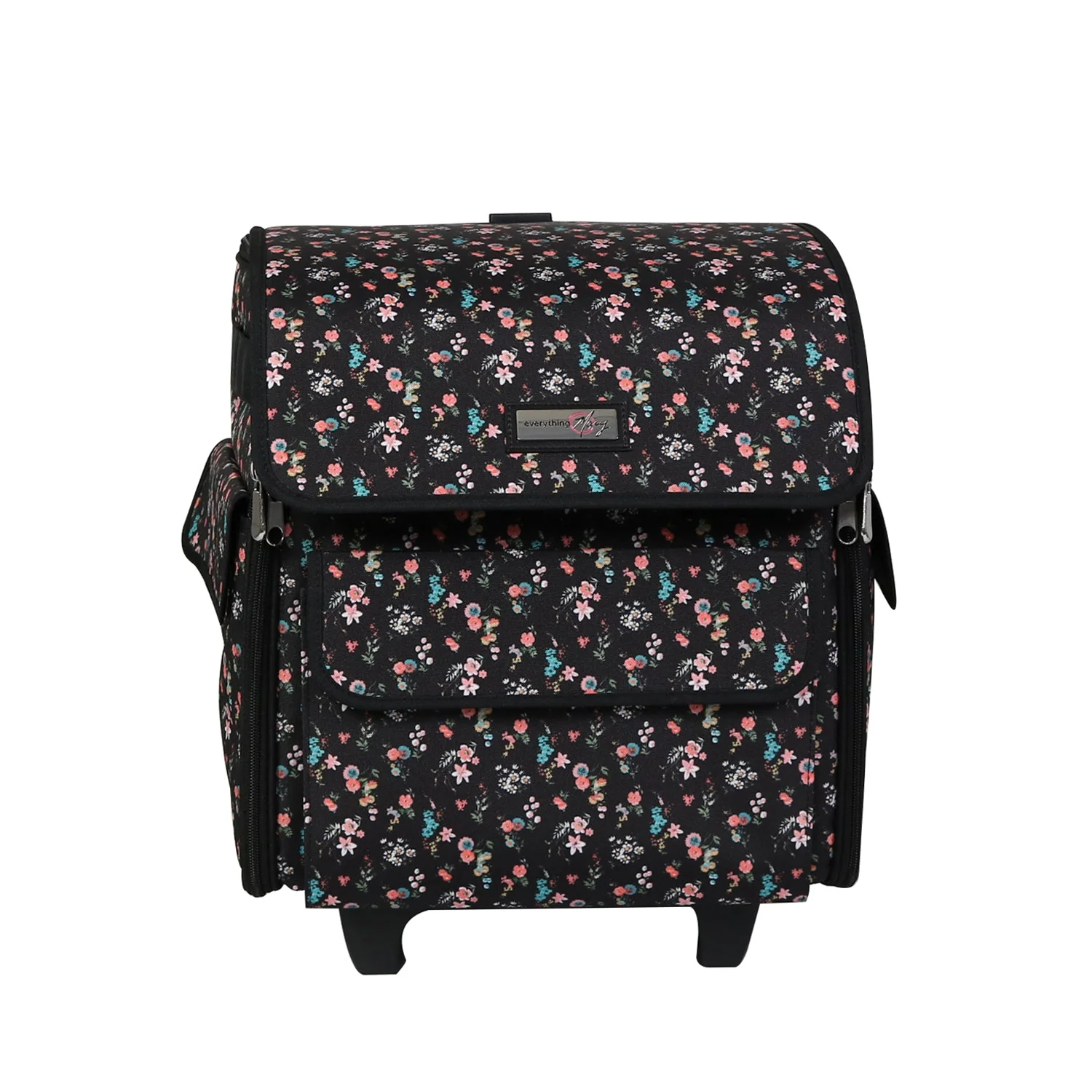 Collapsible Rolling Serger Machine Case, Black Floral - Image 6