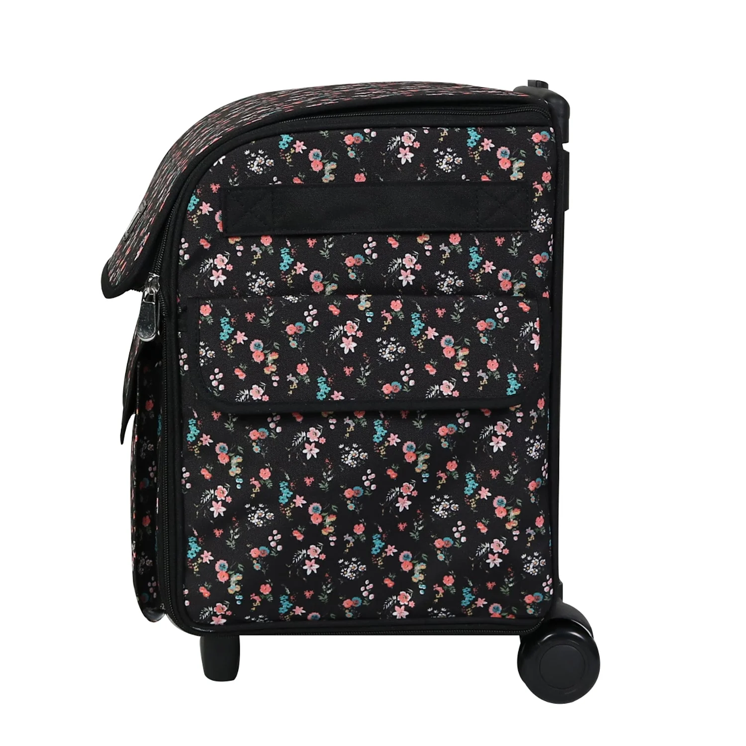 Collapsible Rolling Serger Machine Case, Black Floral - Image 9