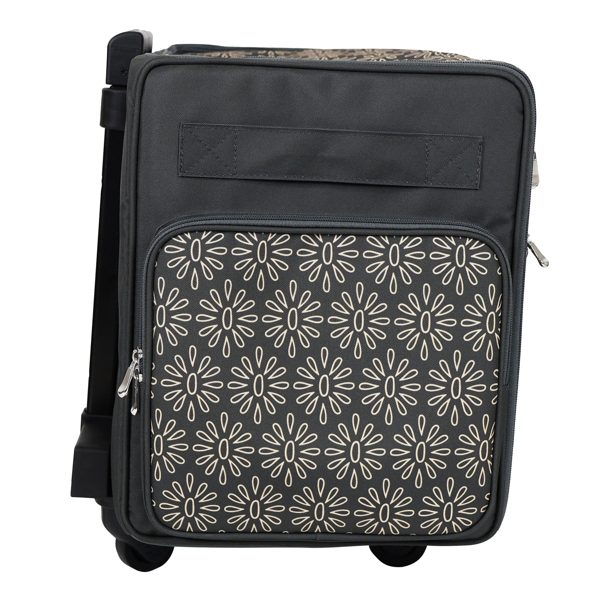 Everything Mary Flat Top XL 4 Wheel Collapsible Rolling Sewing Machine Storage Case, Tan Floral - Image 14