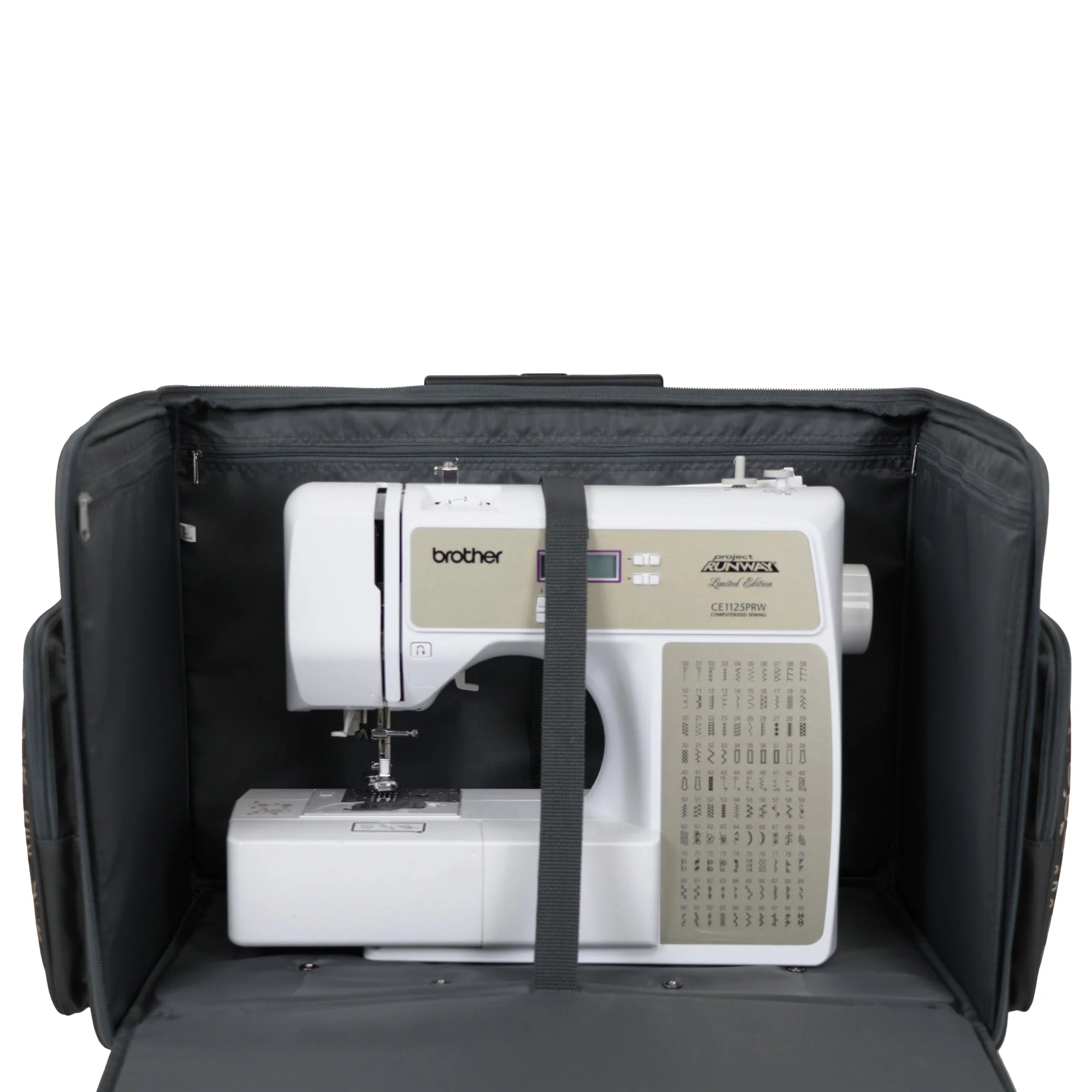 Everything Mary Flat Top XL 4 Wheel Collapsible Rolling Sewing Machine Storage Case, Tan Floral - Image 18