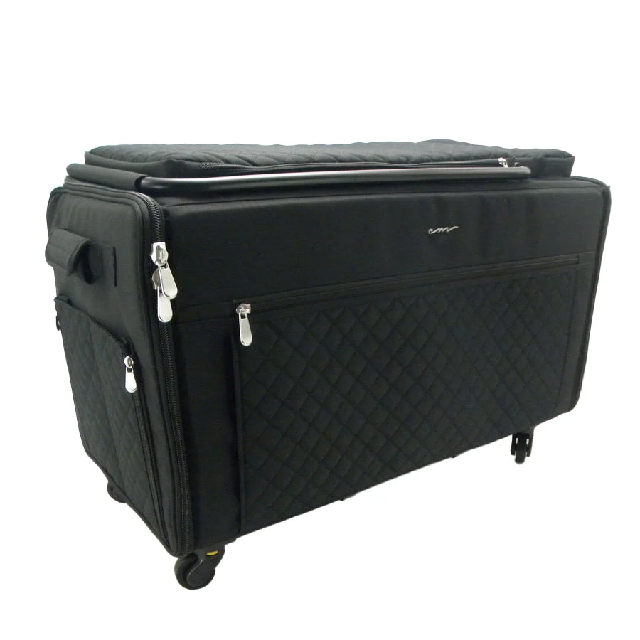 Everything Mary Jumbo 5 Wheel Collapsible Rolling Sewing Machine Storage Case, Black