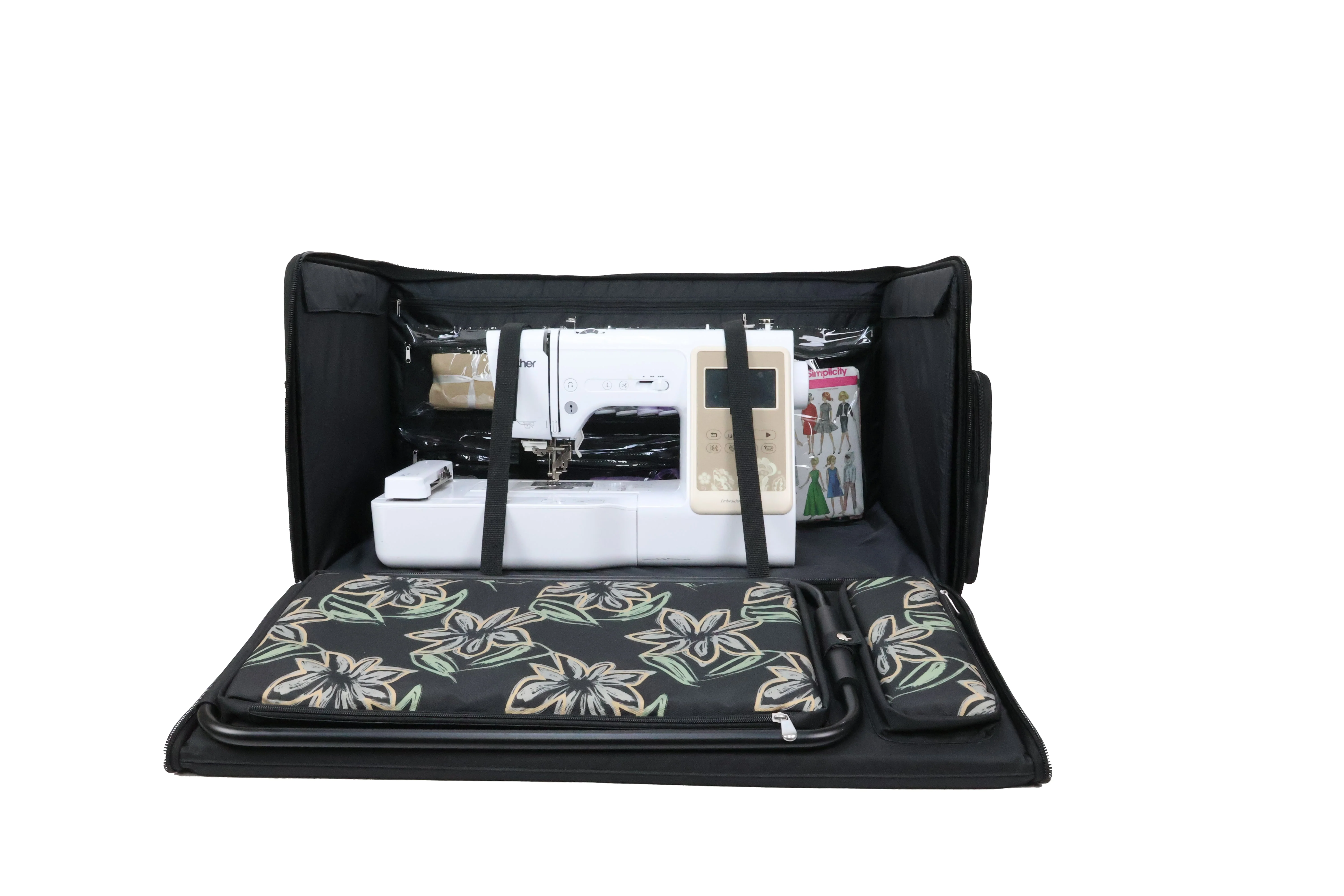 Everything Mary Jumbo 5 Wheel Collapsible Rolling Sewing Machine Storage Case, Floral - Image 13