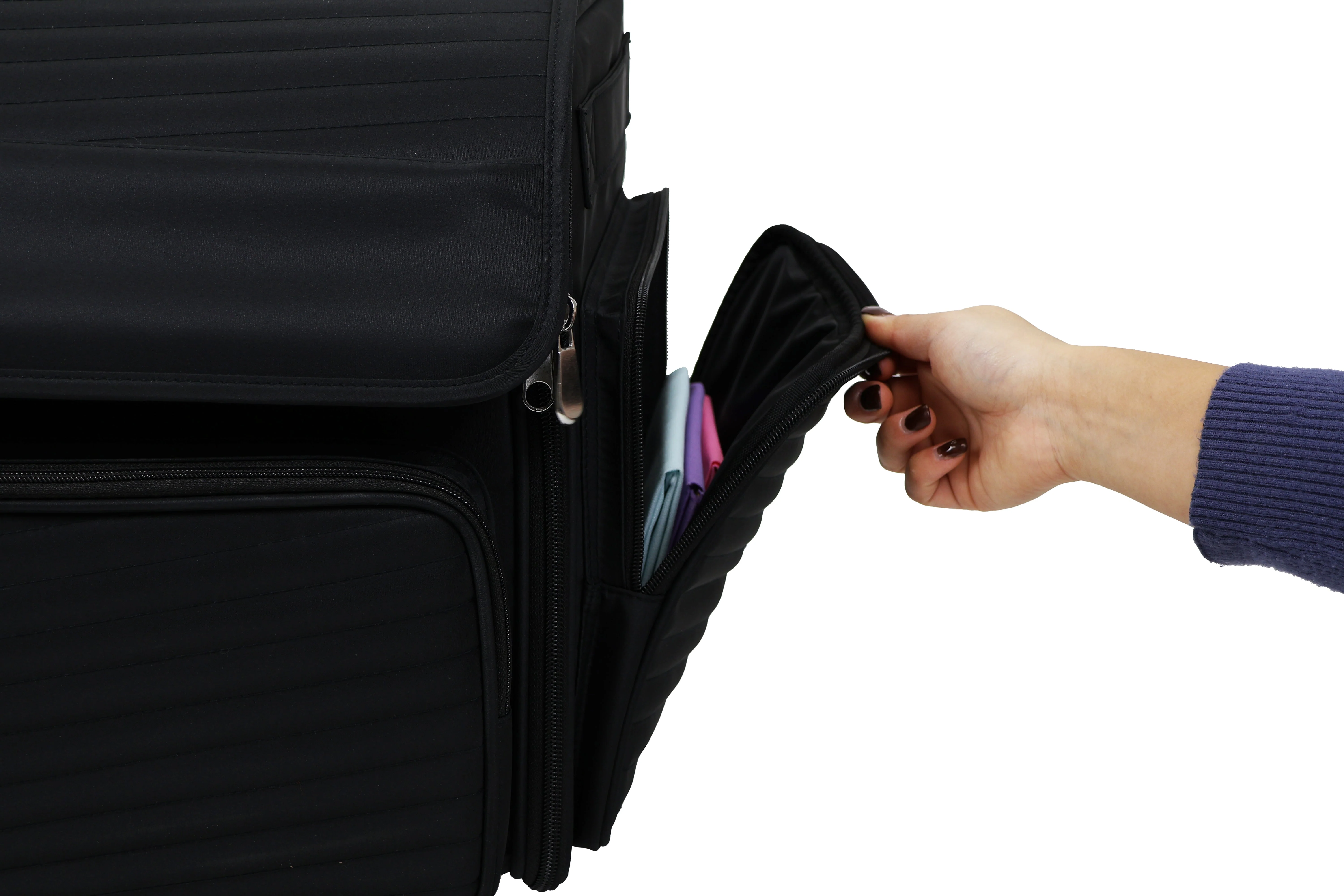 Everything Mary XL 4 Wheel Collapsible Rolling Sewing Machine Storage Case, Black - Image 17