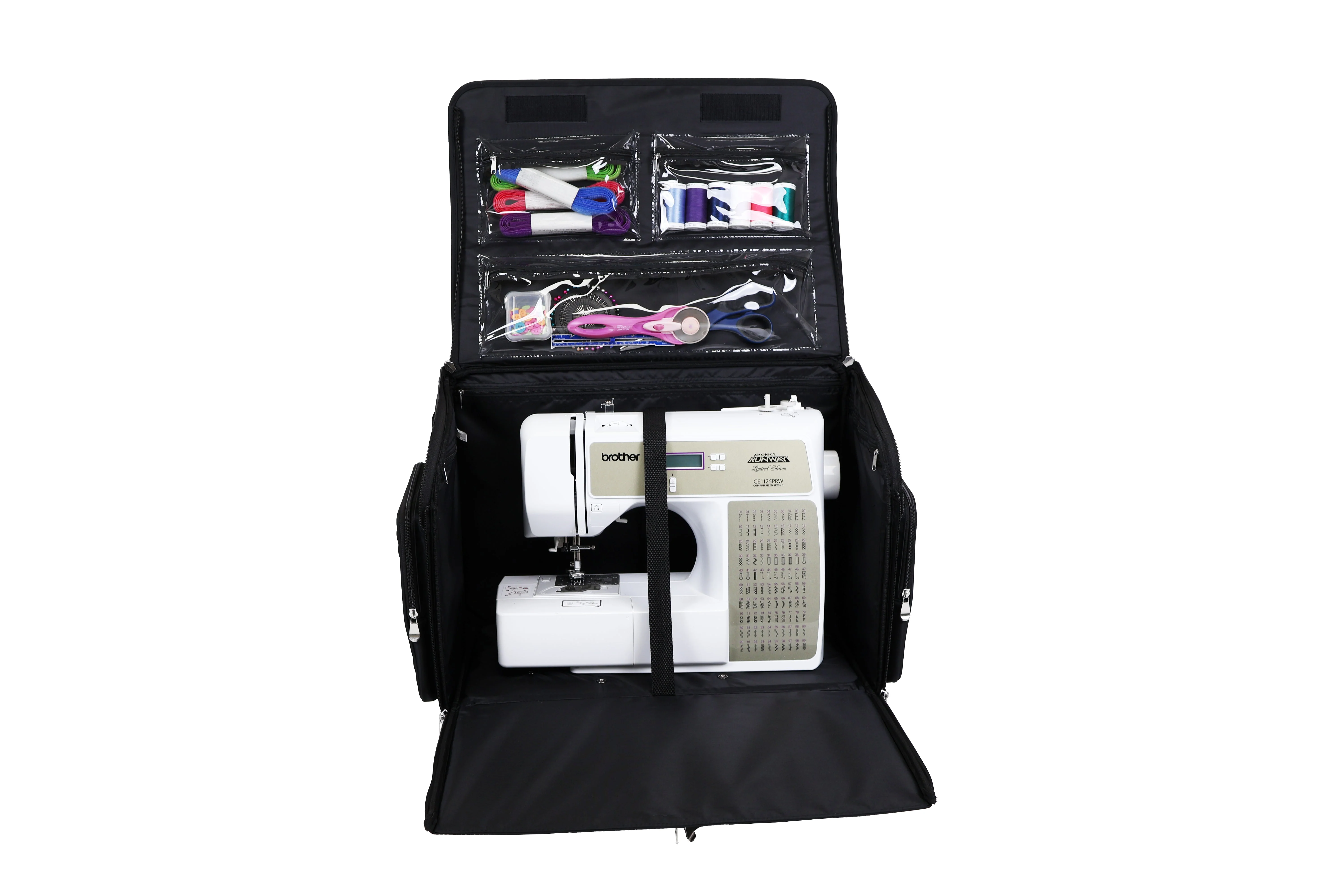 Everything Mary XL 4 Wheel Collapsible Rolling Sewing Machine Storage Case, Black - Image 2
