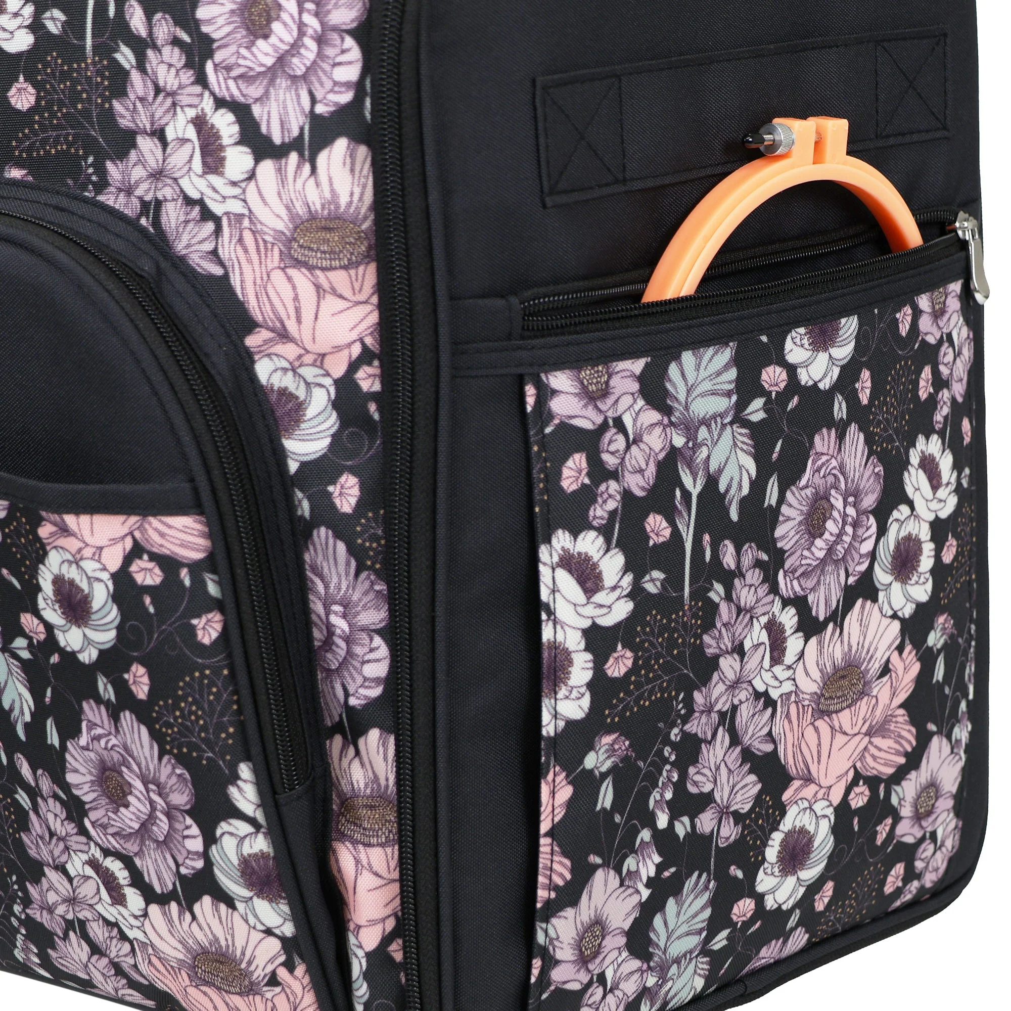 Everything Mary XL 4 Wheel Collapsible Rolling Sewing Machine Storage Case, Pink Floral - Image 15