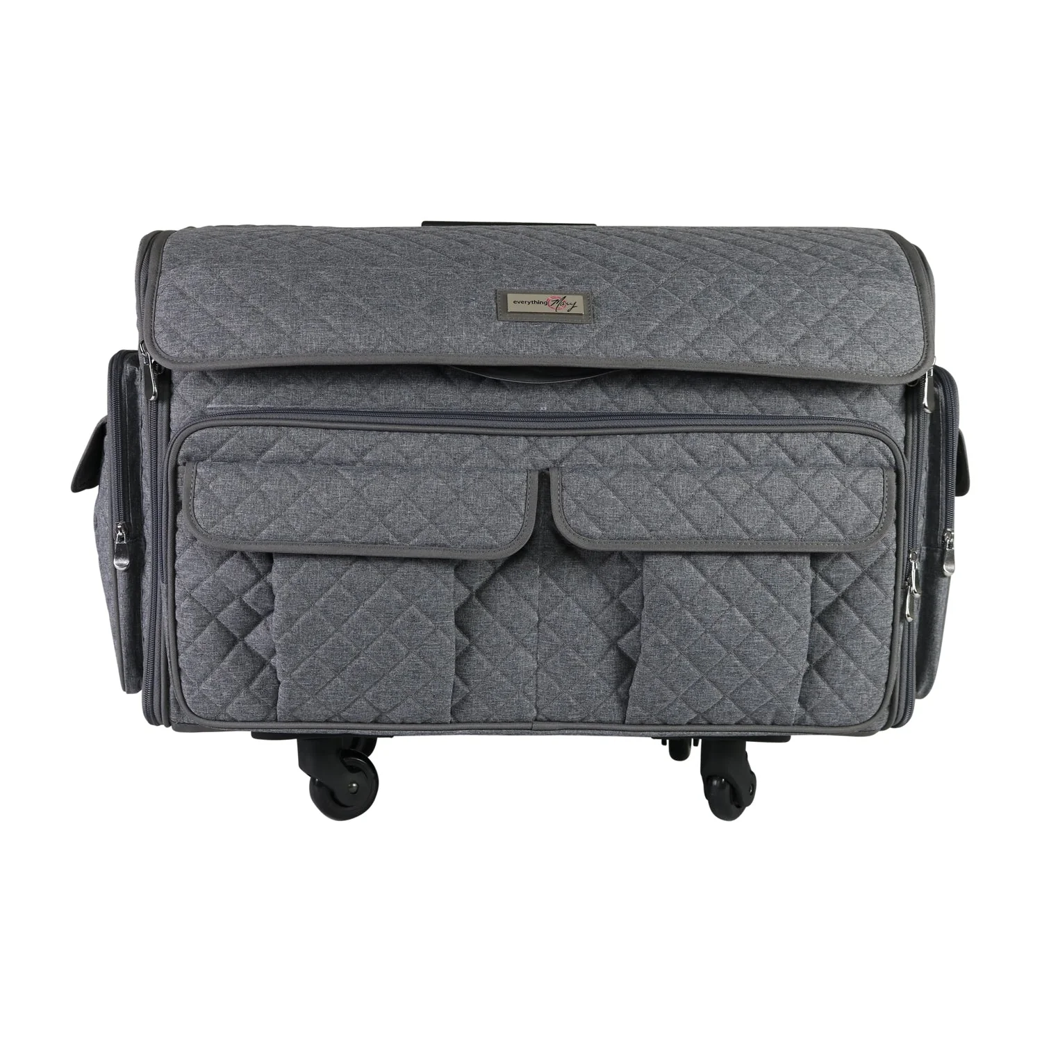 Everything Mary XXL 4 Wheel Collapsible Rolling Sewing Machine Storage Case, Heather Grey - Image 10