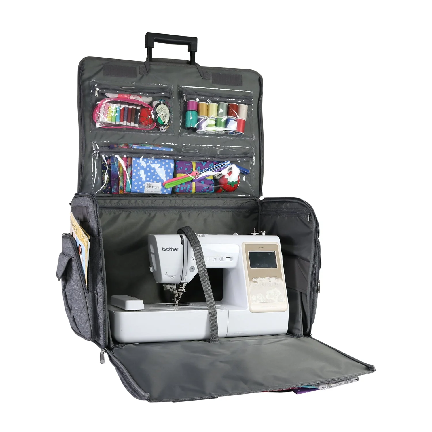 Everything Mary XXL 4 Wheel Collapsible Rolling Sewing Machine Storage Case, Heather Grey - Image 2