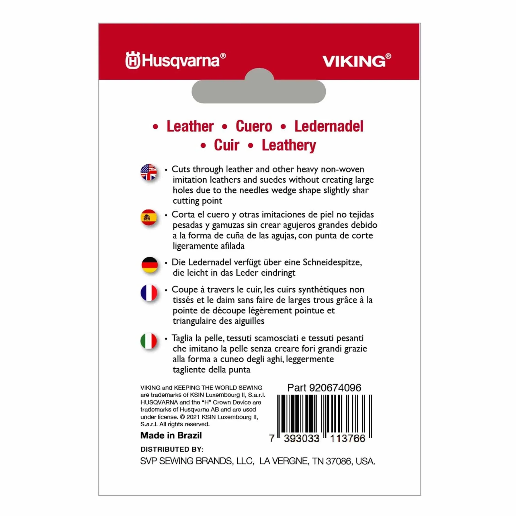 HUSQVARNA® VIKING® Leather Needle Size 80/12, 5-Pack - Image 2