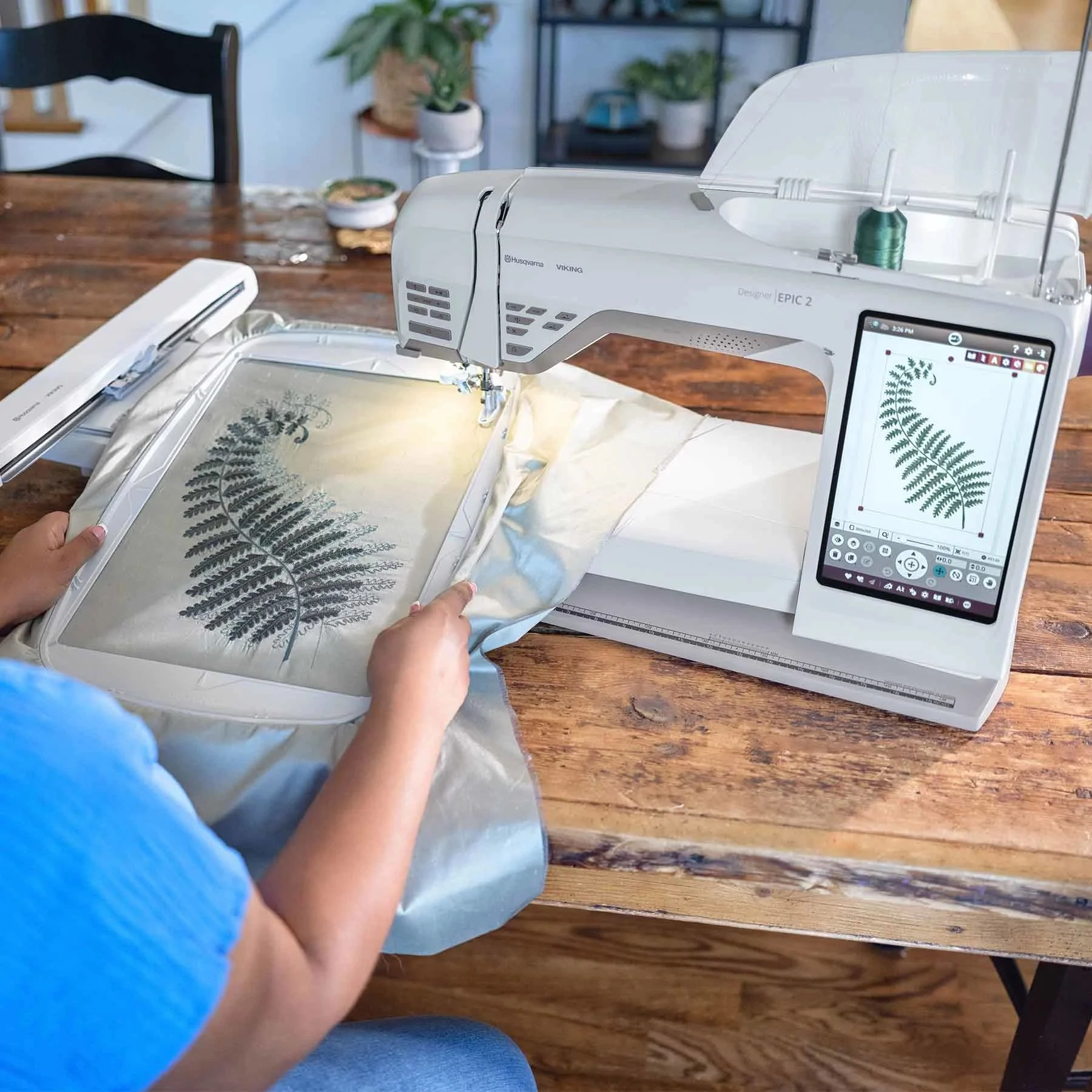 HUSQVARNA® VIKING® Refurbished DESIGNER EPIC™ 2 Sewing & Embroidery Machine in Indigo Ice - Image 3