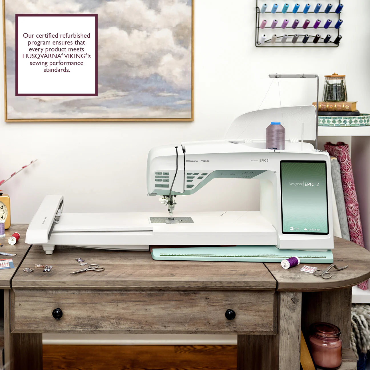HUSQVARNA® VIKING® Refurbished DESIGNER EPIC™ 2 Sewing & Embroidery Machine in Modern Mint - Image 2