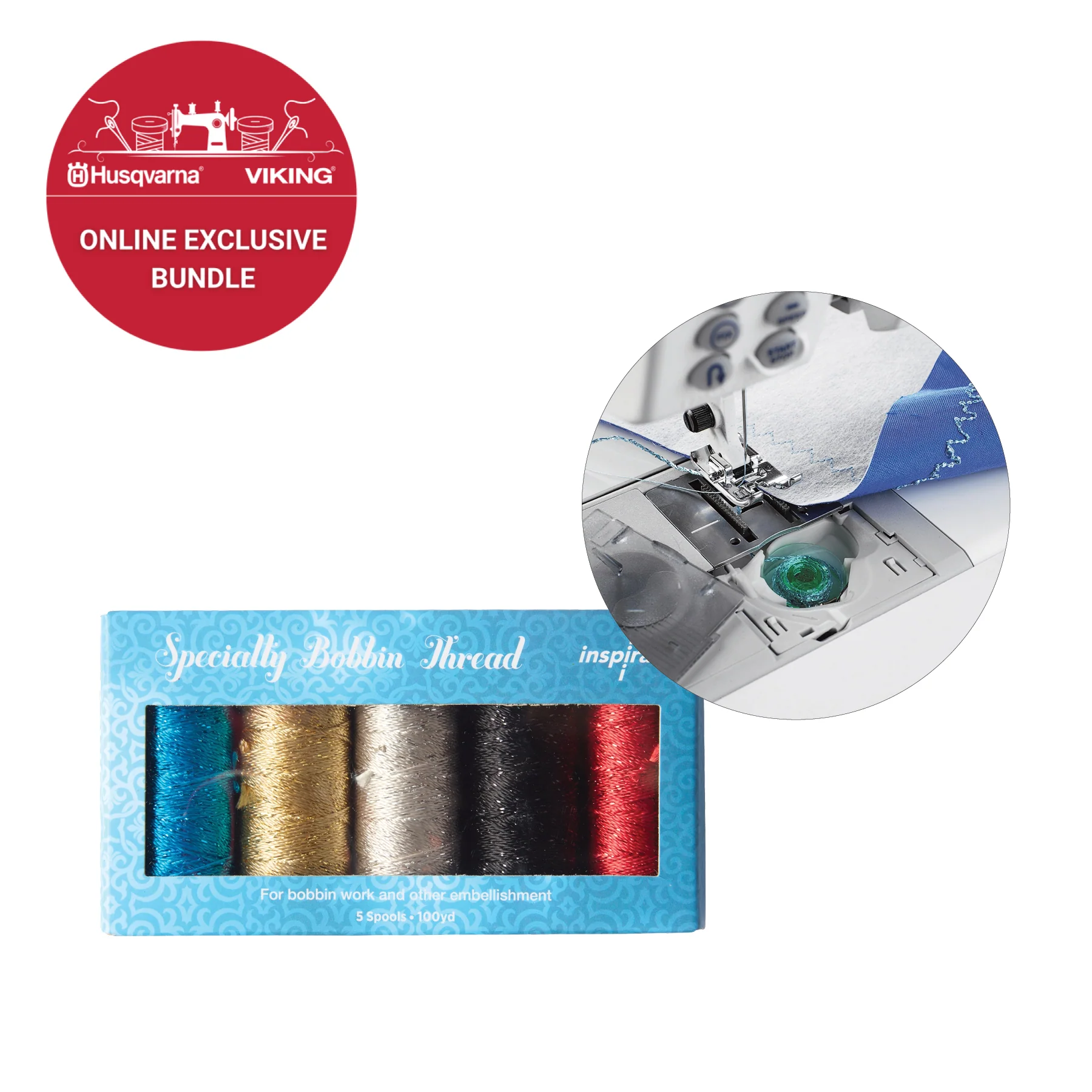 HUSQVARNA® VIKING® Specialty Bobbin Case & Thread Bundle (8,9)