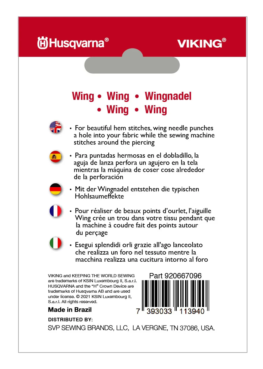 HUSQVARNA® VIKING® Wing Needle Size 100/16 - Image 2