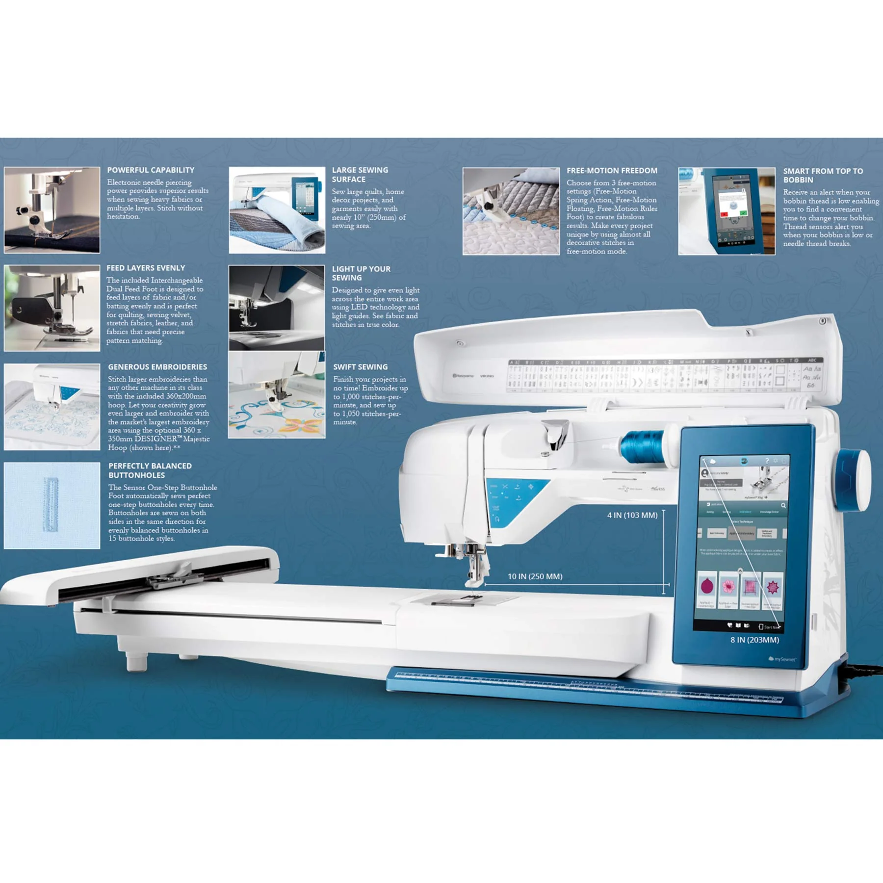 HUSQVARNA® VIKING® Refurbished DESIGNER SAPPHIRE™ 85 Sewing & Embroidery Machine - Image 3