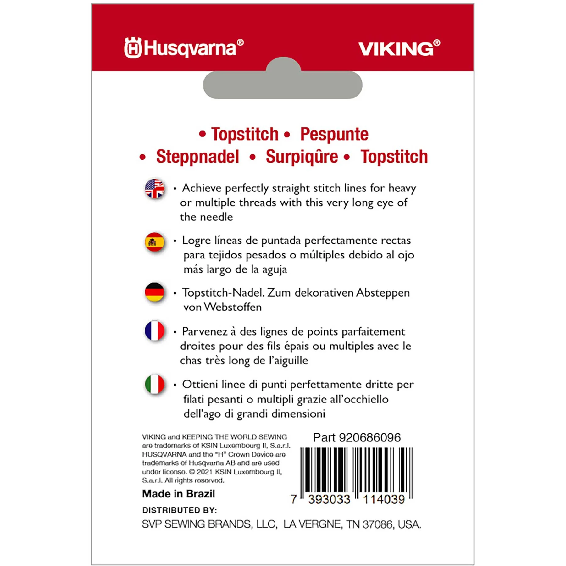 HUSQVARNA® VIKING® Topstitch Needles Size 80/12 5-Pack - Image 2