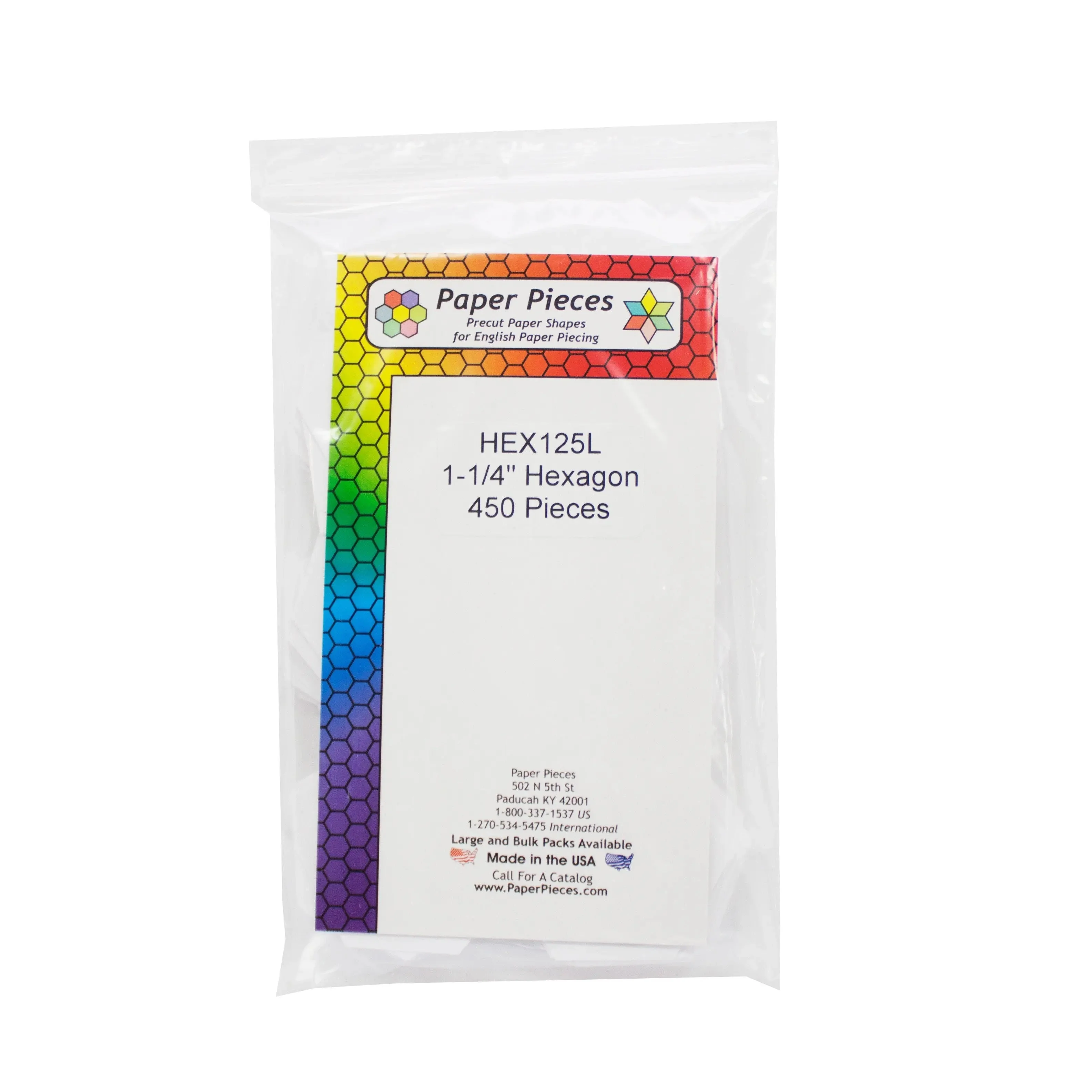 Paper Piece Hexagon Pack 1-1/4in 450pc