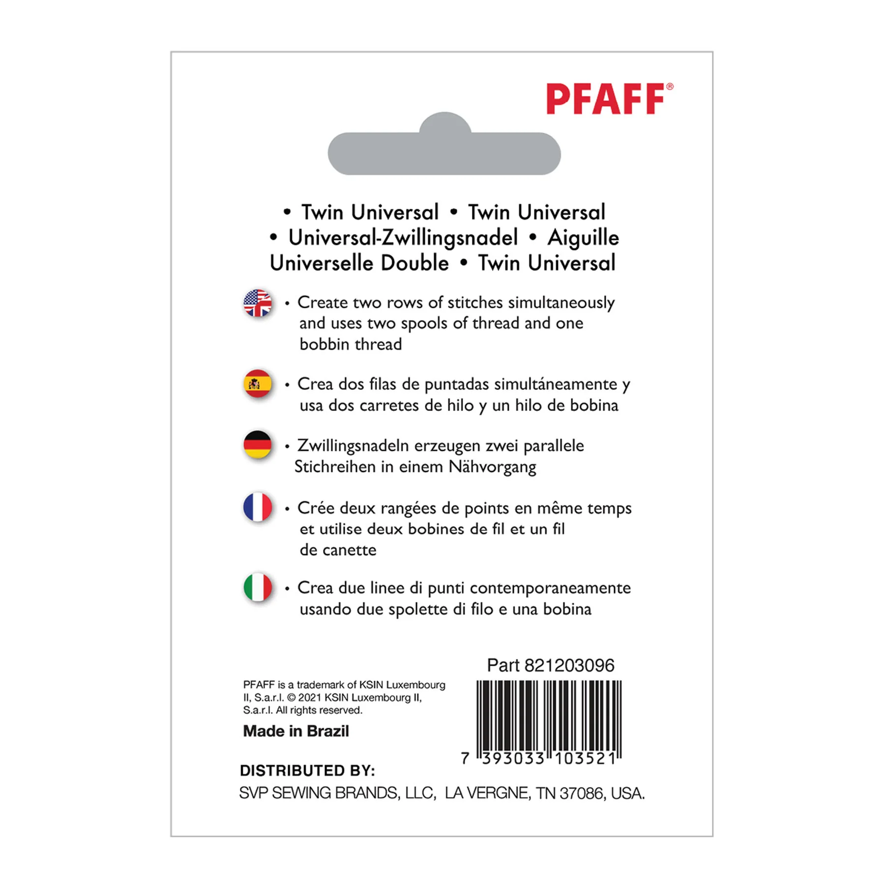 PFAFF® Twin Universal 2.5mm Needle Size 80/12 - Image 2