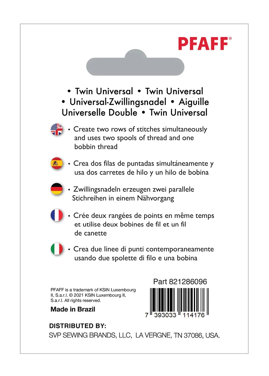 PFAFF® Twin Universal Needle 2mm Size 80/12 1-Pack - Image 2