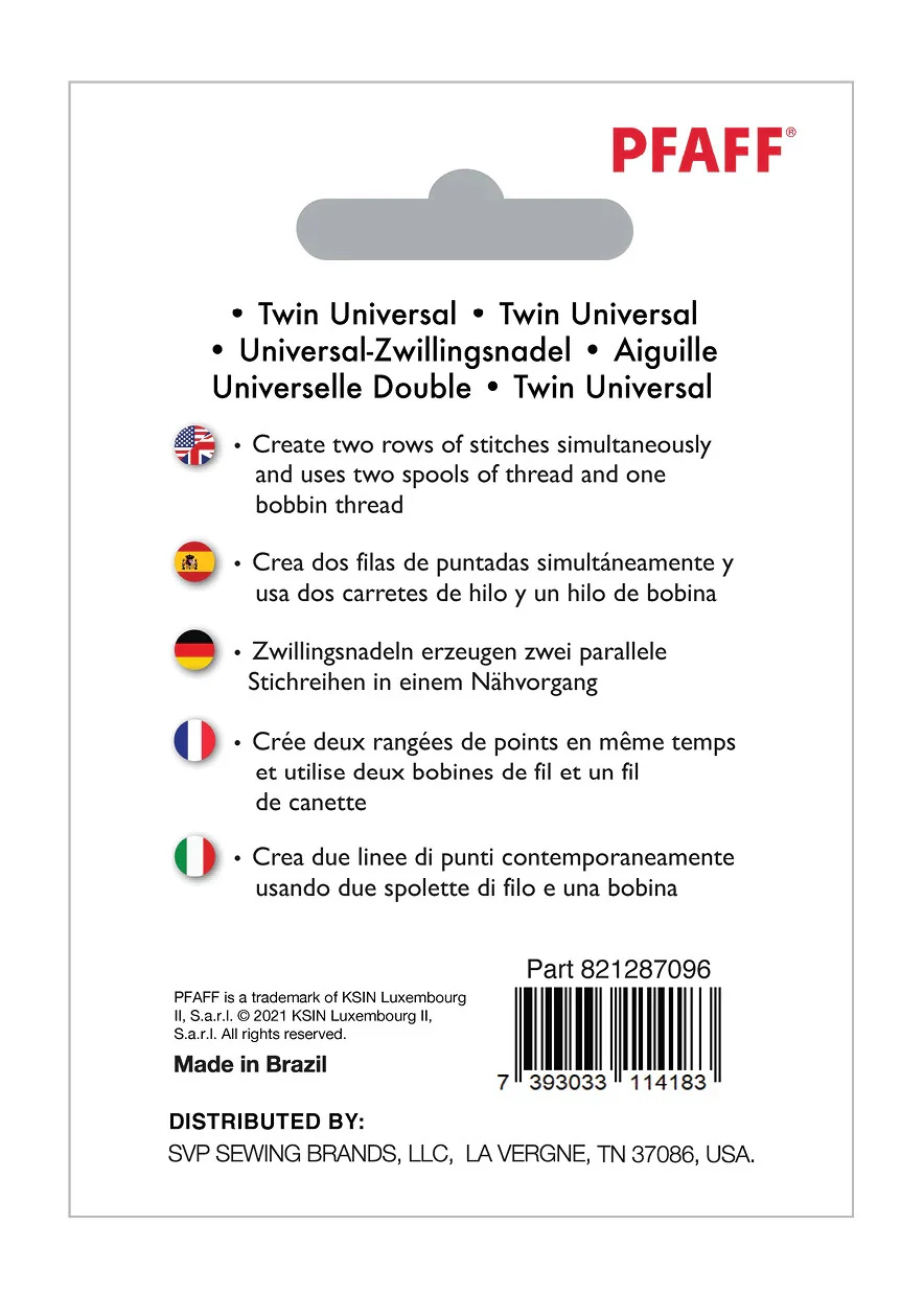 PFAFF® Twin Universal Needle 4mm Size 90/14 1-Pack - Image 2