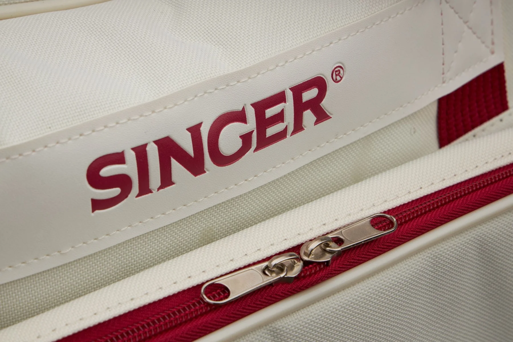 SINGER® Cream/Red Universal Tote Bag - Image 3