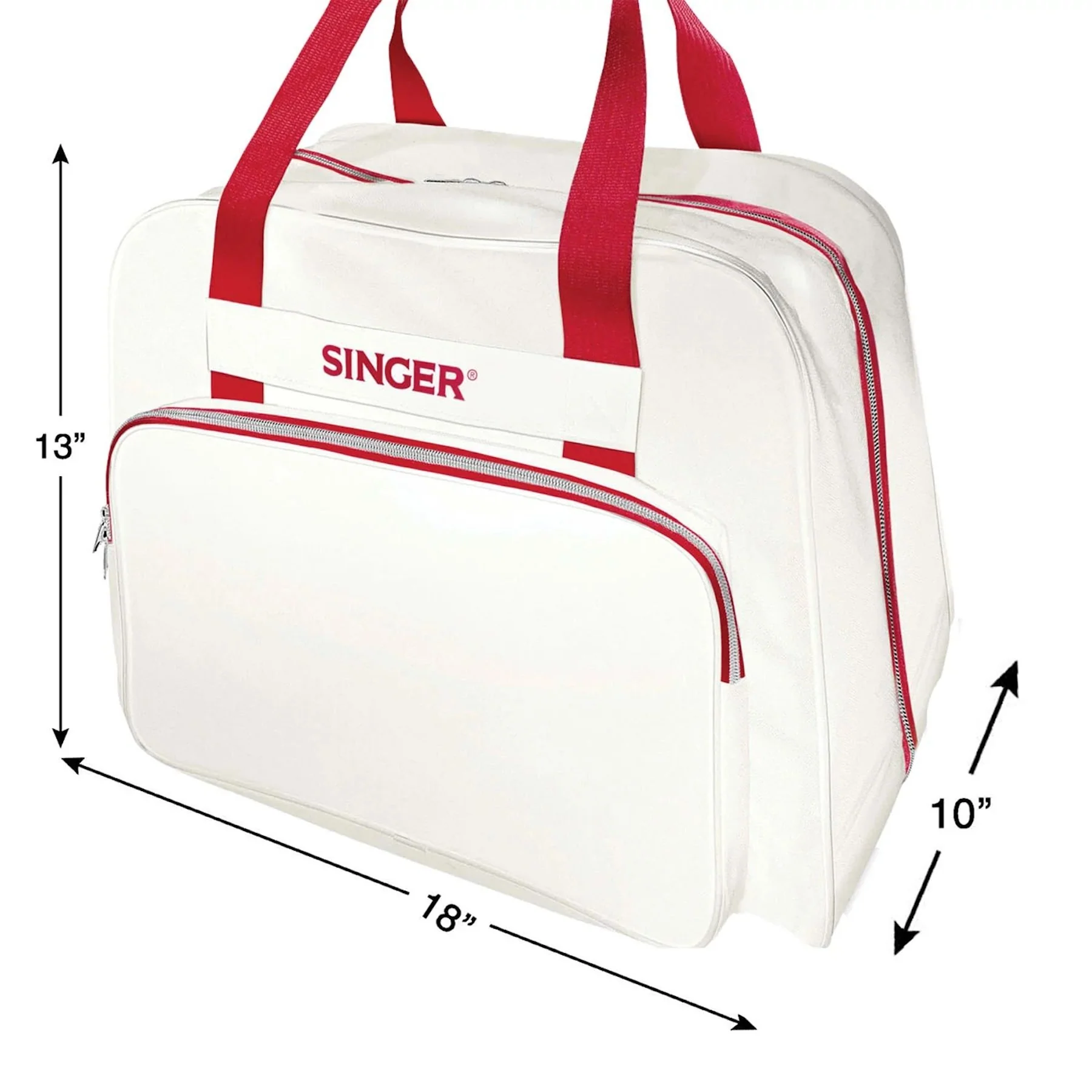 SINGER® Cream/Red Universal Tote Bag - Image 4