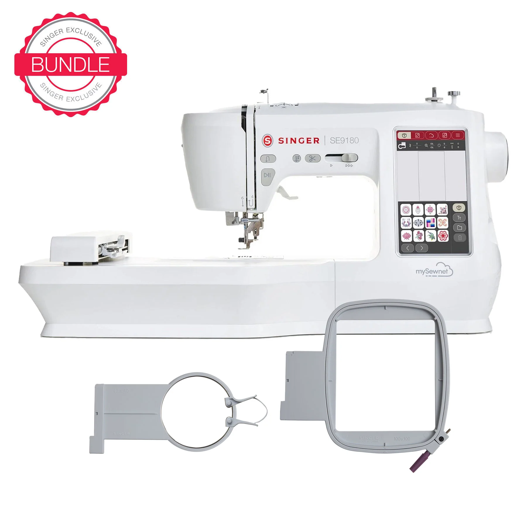 SINGER® SE9180 Sewing & Embroidery Machine & Hoops Bundle