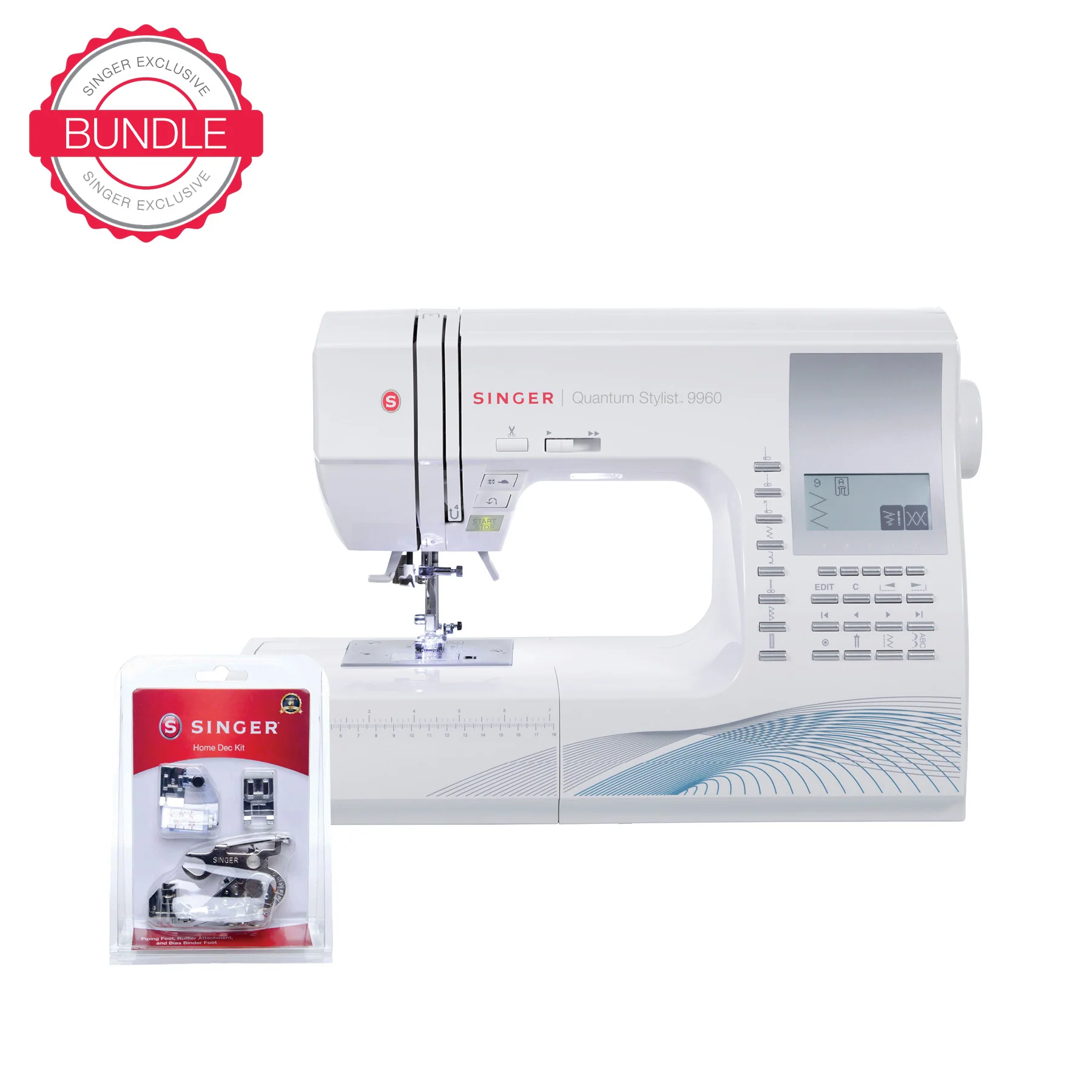 SINGER® Sew Spacious Quantum Stylist™ 9960 Sewing Machine & Presser Foot Kit Bundle