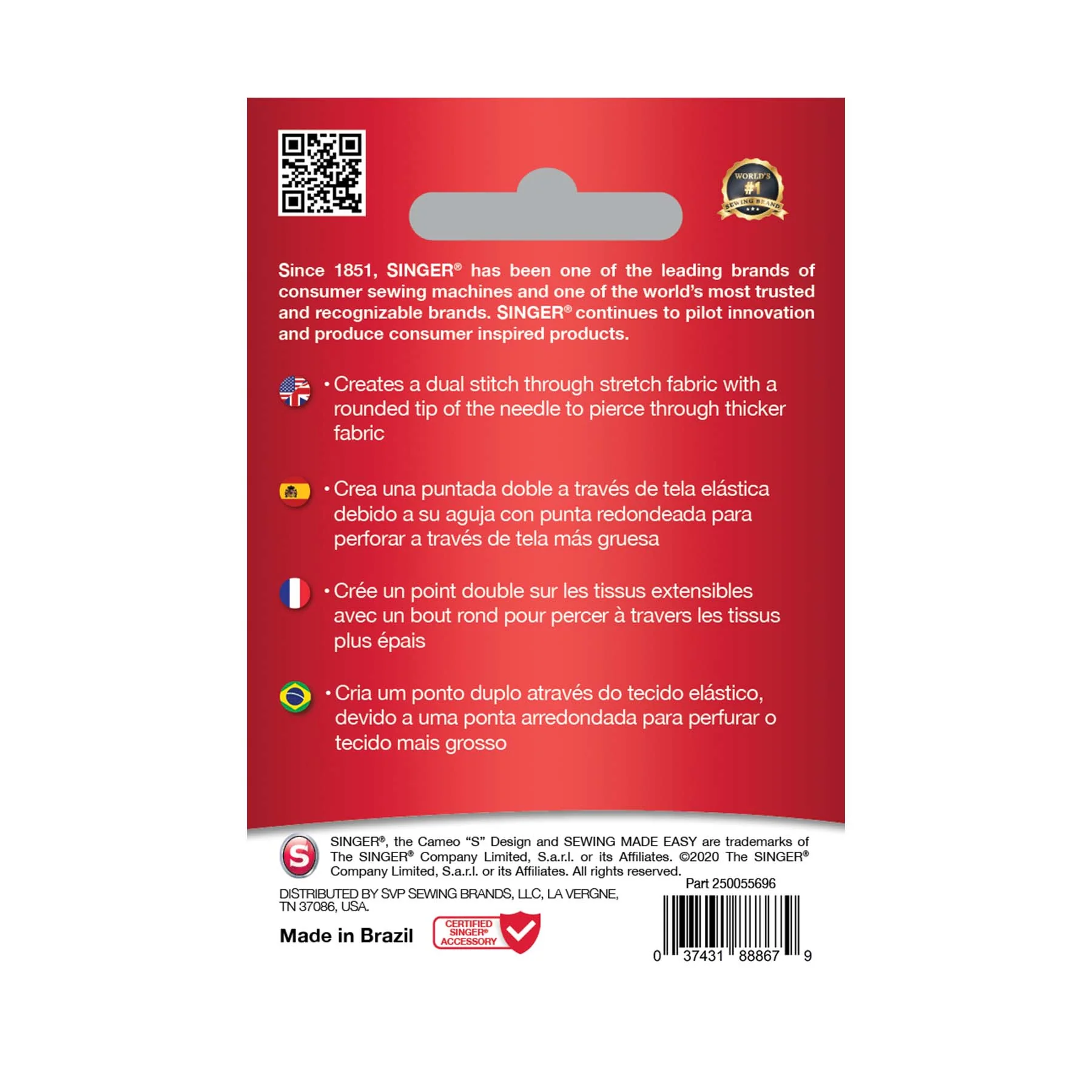 SINGER® Twin Stretch Needle 4mm Size 80/12 - Image 2